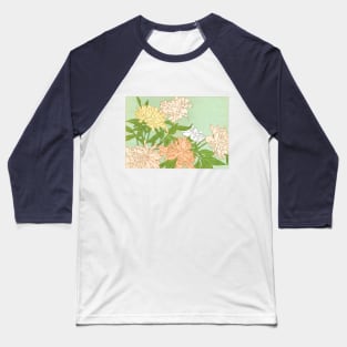 Vintage Victoriana Botanical Chrysanthemum Illustration Design Baseball T-Shirt